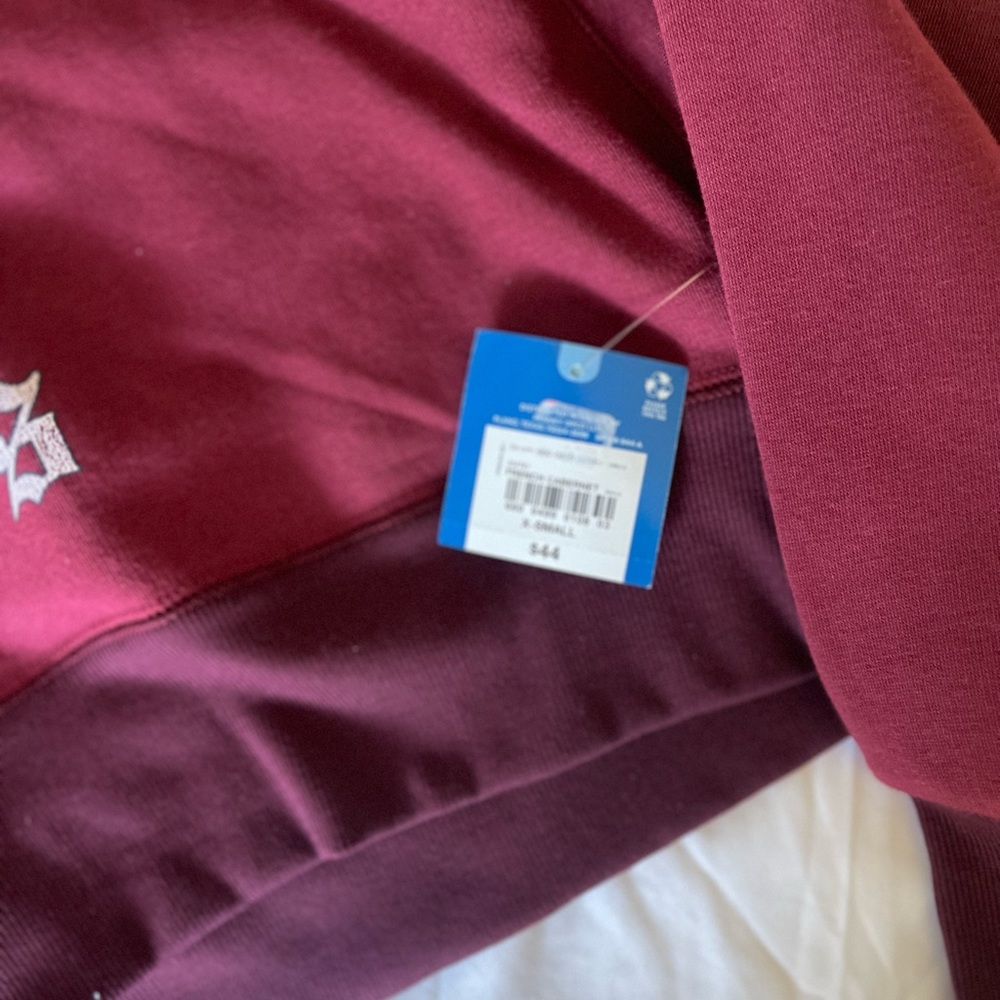 NWT Maroon Sweatshirt Hoodie Crop - Picture 4 of 5